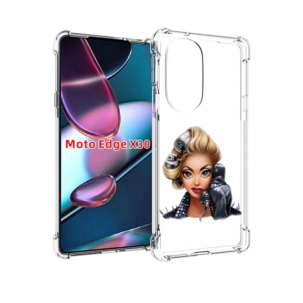 

Чехол MyPads девушка-смайлик-с-телефоном женский для Motorola Moto Edge X30, Прозрачный, Tocco