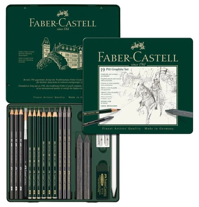 фото Набор карандашей ч/г faber-castell "pitt graphite", 19 предметов, метал. кор.