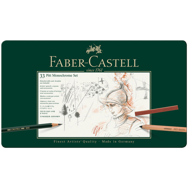 фото Набор художественных изделий faber-castell pitt monochrome, 33 предмета, метал. кор.