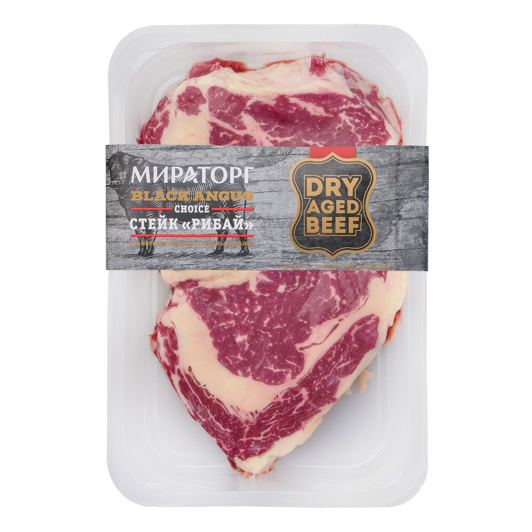 

Стейк говяжий без кости Мираторг Рибай Black Angus Dry Aged охлажденный 390 г