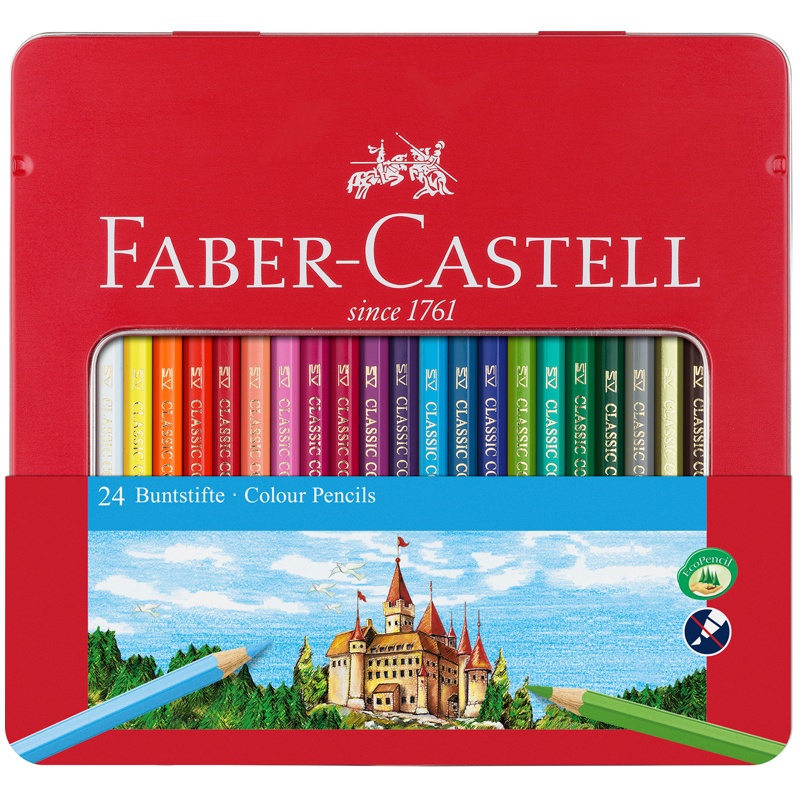 фото Карандаши цветные faber-castell, 24 цвета, метал. кор. greenwich line