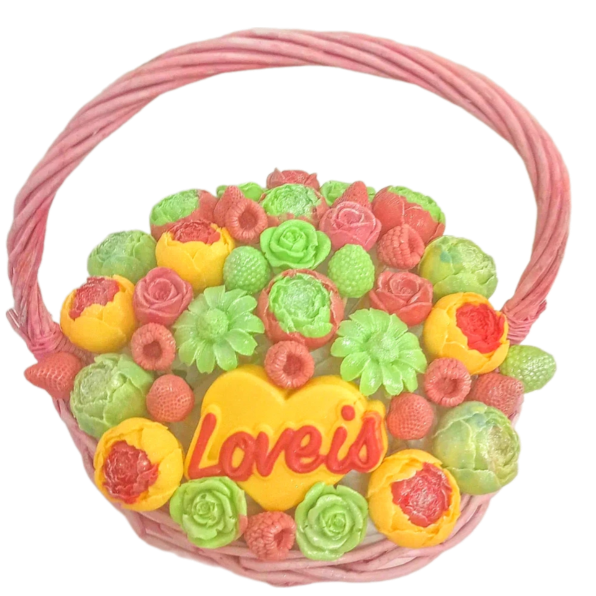 

Шоколадные цветы ShokoTrendy в корзине Love is, Корзина с шоколадными цветами