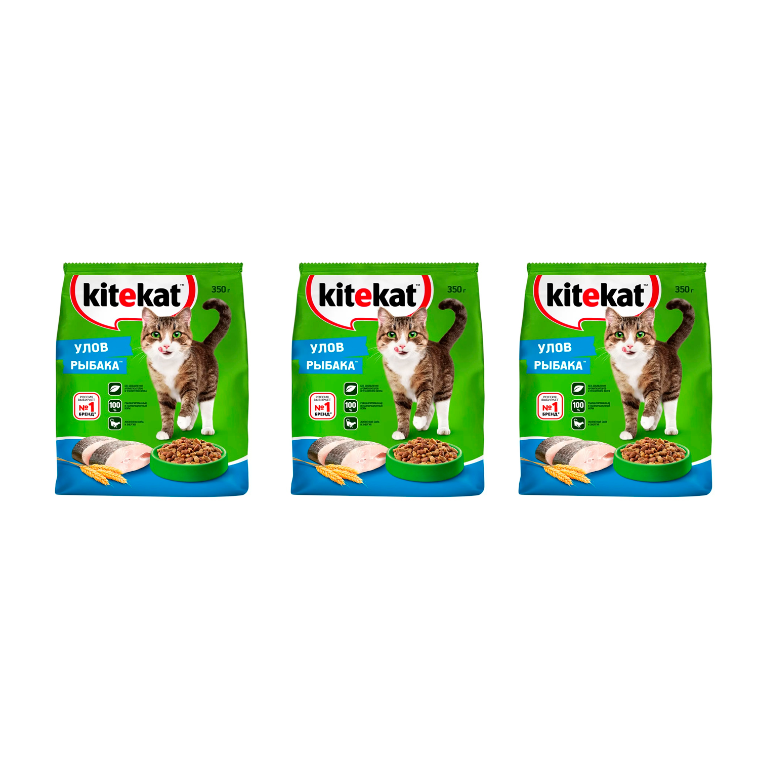 

Сухой корм для кошек Kitekat Улов рыбака 3 шт по 350 гр, Улов рыбака