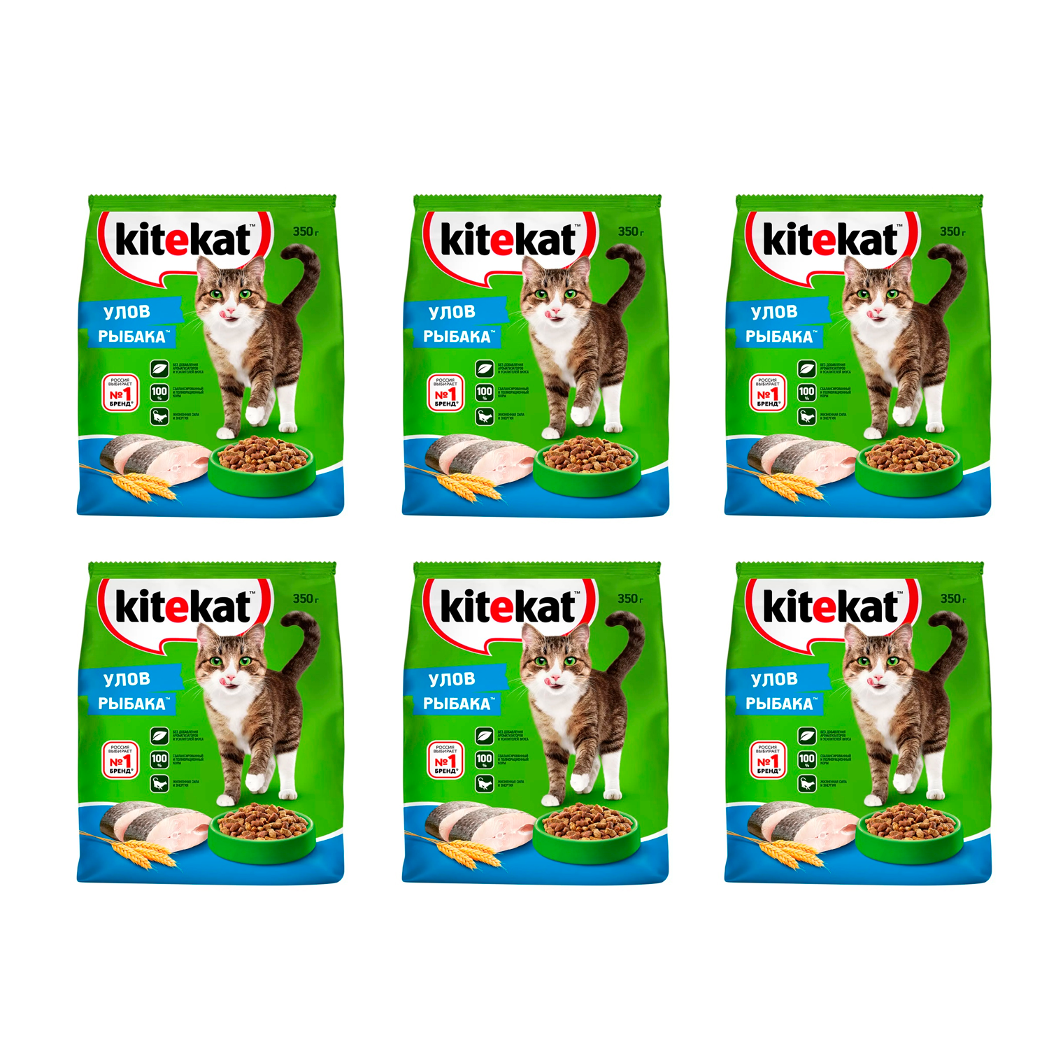 

Сухой корм для кошек Kitekat Улов рыбака 6 шт по 350 гр, Улов рыбака