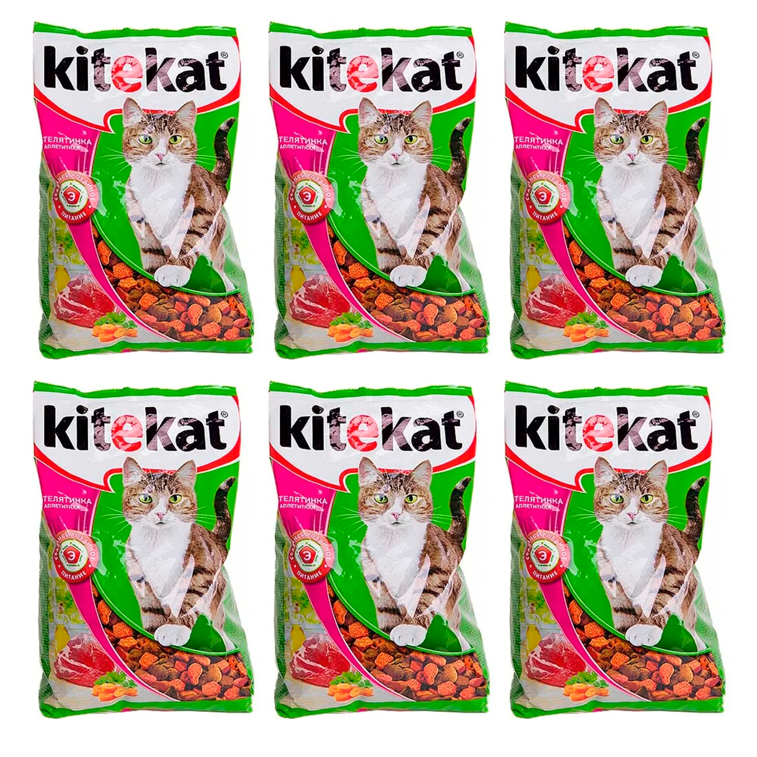 

Сухой корм для кошек Kitekat Телятинка аппетитная 6 шт по 350 гр, Телятинка аппетитная