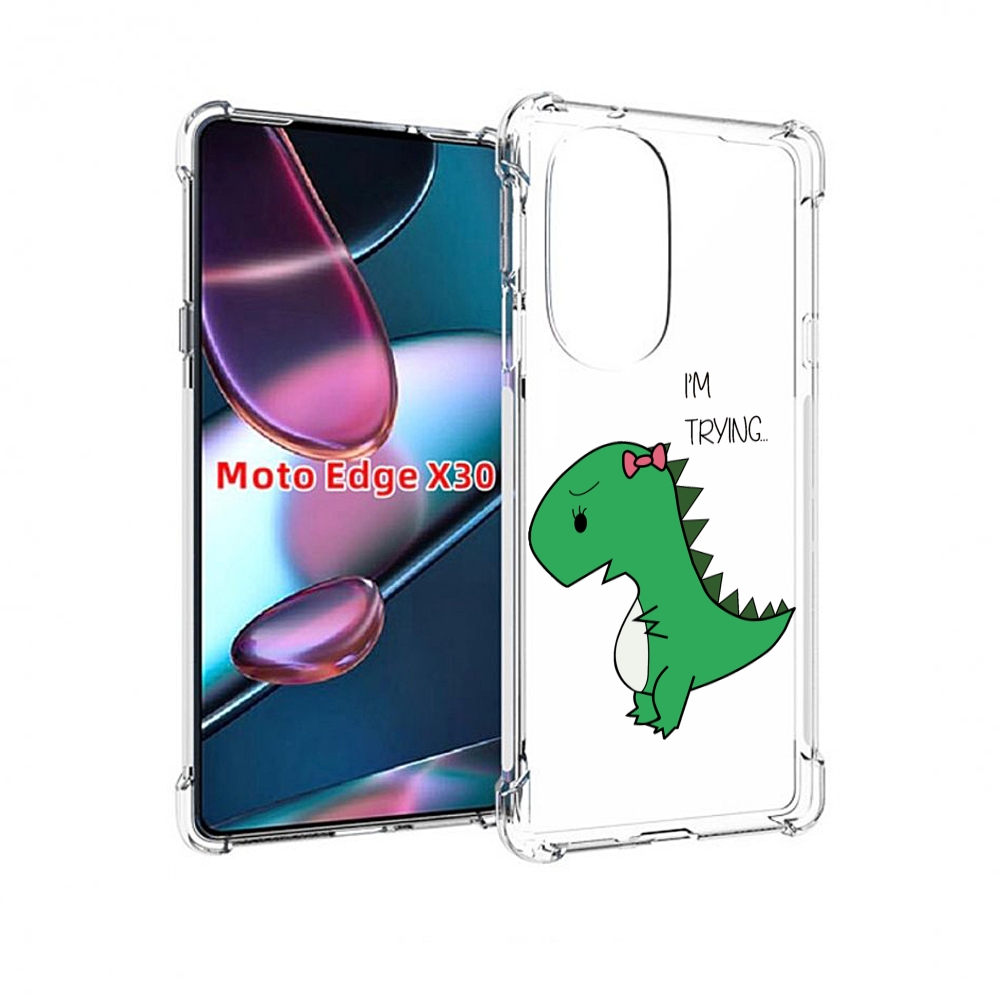 

Чехол MyPads динозаврик-девочка для Motorola Moto Edge X30, Прозрачный, Tocco