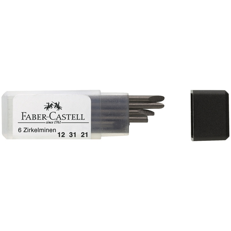 

Грифели для циркуля Faber-Castell, 2мм, 6шт., пластиковый футляр, 123121