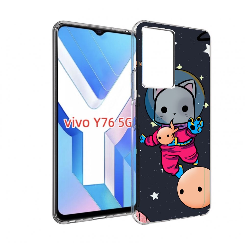 

Чехол MyPads котик-с-рыбкой-в-космосе для Vivo Y76 5G, Прозрачный, Tocco