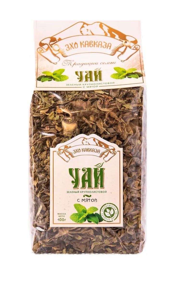 Чай зеленый крупнолистовой Эхо Кавказа с мятой 100 г