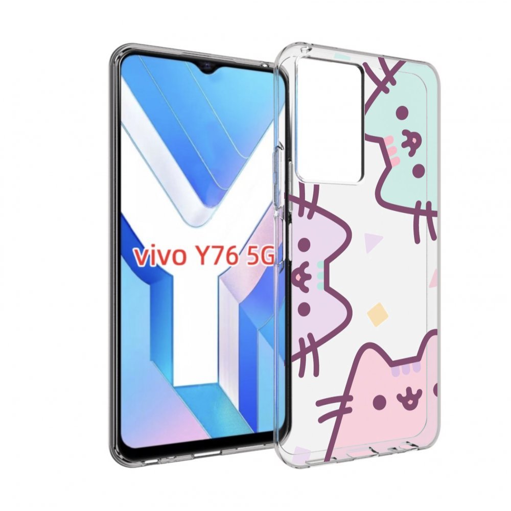 

Чехол MyPads котики зеленый фиолетовый розовый женский для Vivo Y76 5G, Прозрачный, Tocco