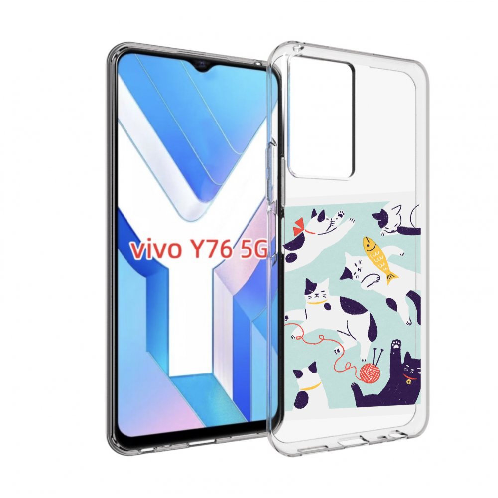

Чехол MyPads коты-с-клубками для Vivo Y76 5G, Прозрачный, Tocco