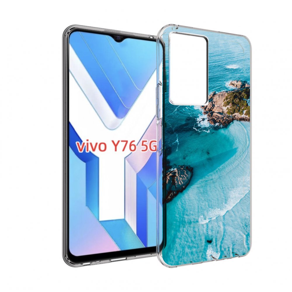 

Чехол MyPads красивый голубой залив для Vivo Y76 5G, Прозрачный, Tocco
