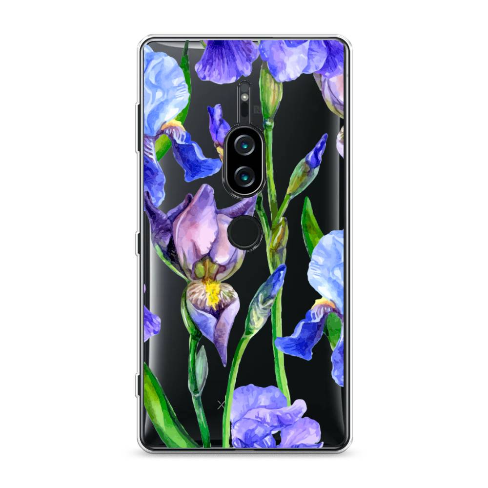 фото Силиконовый чехол "синие ирисы" на sony xperia xz2 premium awog