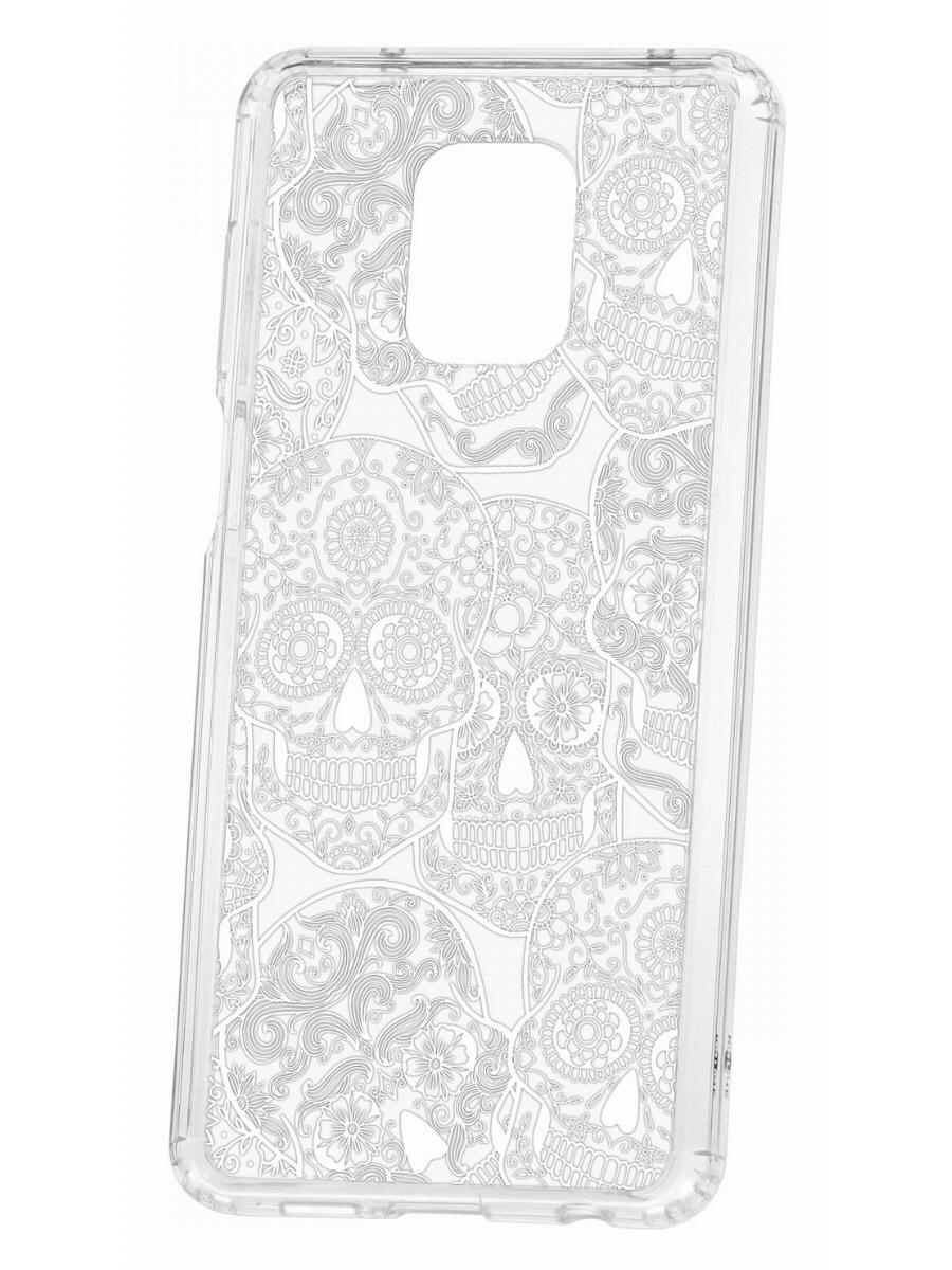 фото Чехол на redmi note 9 pro/9s/9 pro max kruche print skull white,противоударный бампер кruче