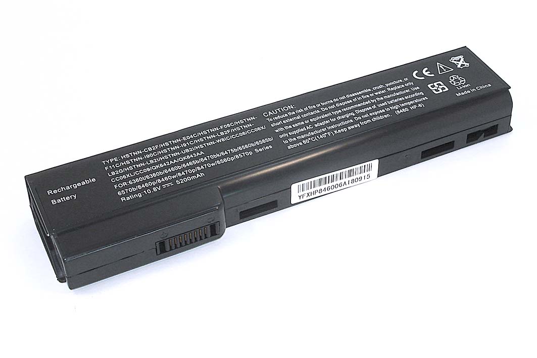 фото Аккумуляторная батарея для ноутбука hp compaq 6560b (hstnn-lb2g) 10.8v 5200mah oem черная