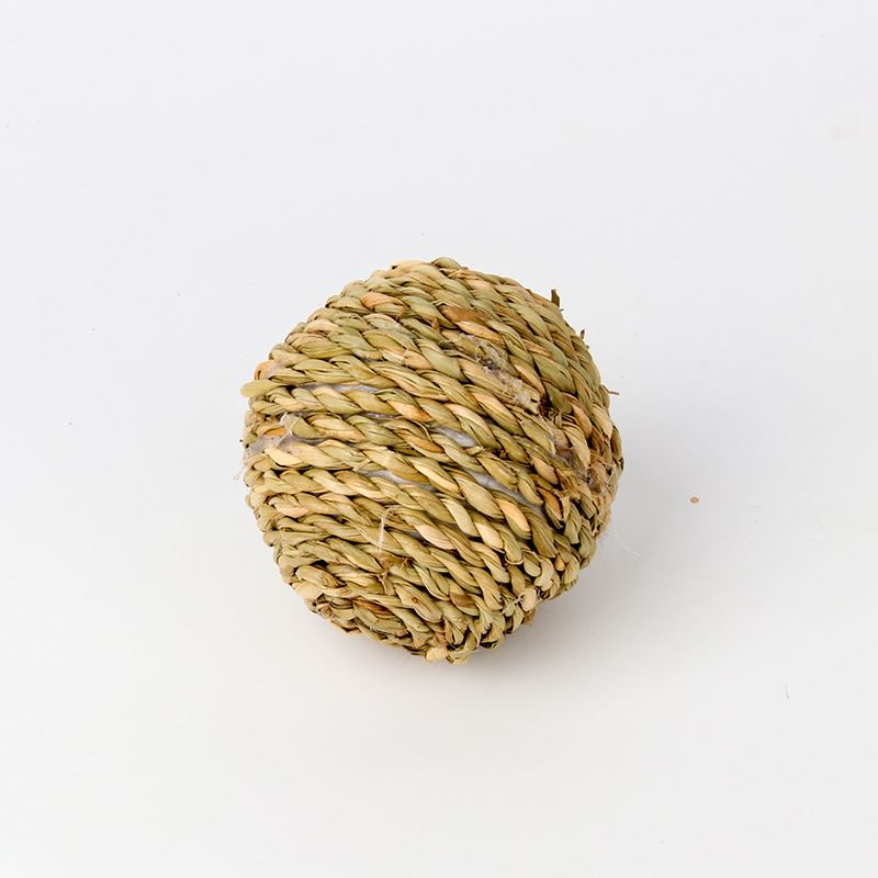 Мяч для грызунов и птиц из соломы плетеный, Bentfores, светло-коричневый, 7 см