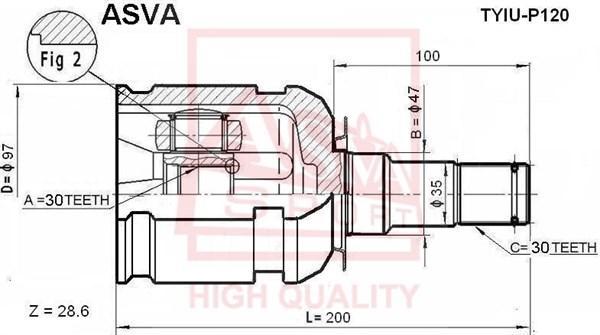 

ШРУС внутренний 30x47x30 ASVA tyiup120