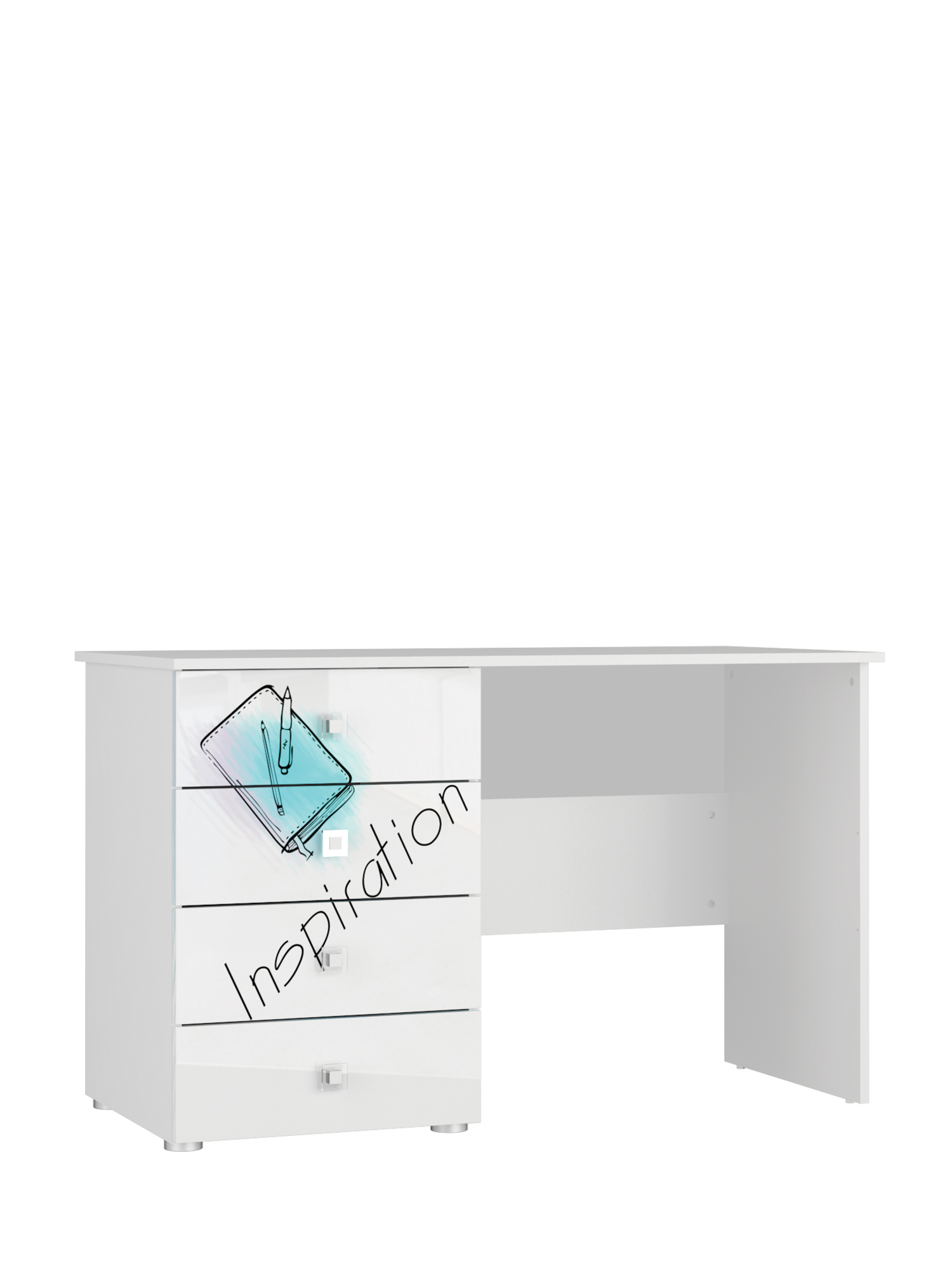 фото Письменный стол beneli модерн-стиль, бело-серый/белый глянец, 121,2х60х75 см