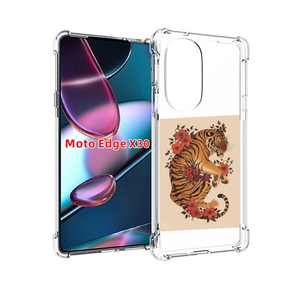 

Чехол MyPads злой-тигр-с-цветами для Motorola Moto Edge X30, Прозрачный, Tocco