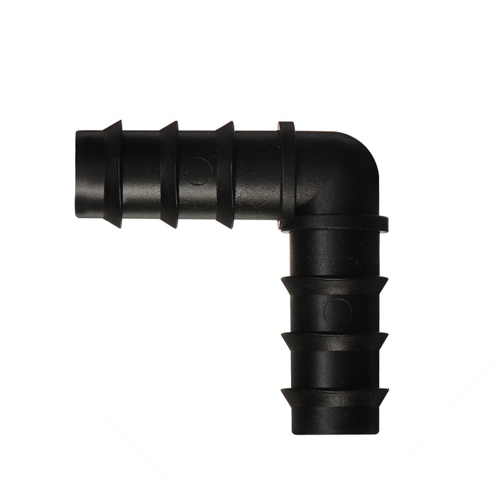

Соединитель угловой, L-образный, для шланга 3/4" (19 мм), пластик, Черный