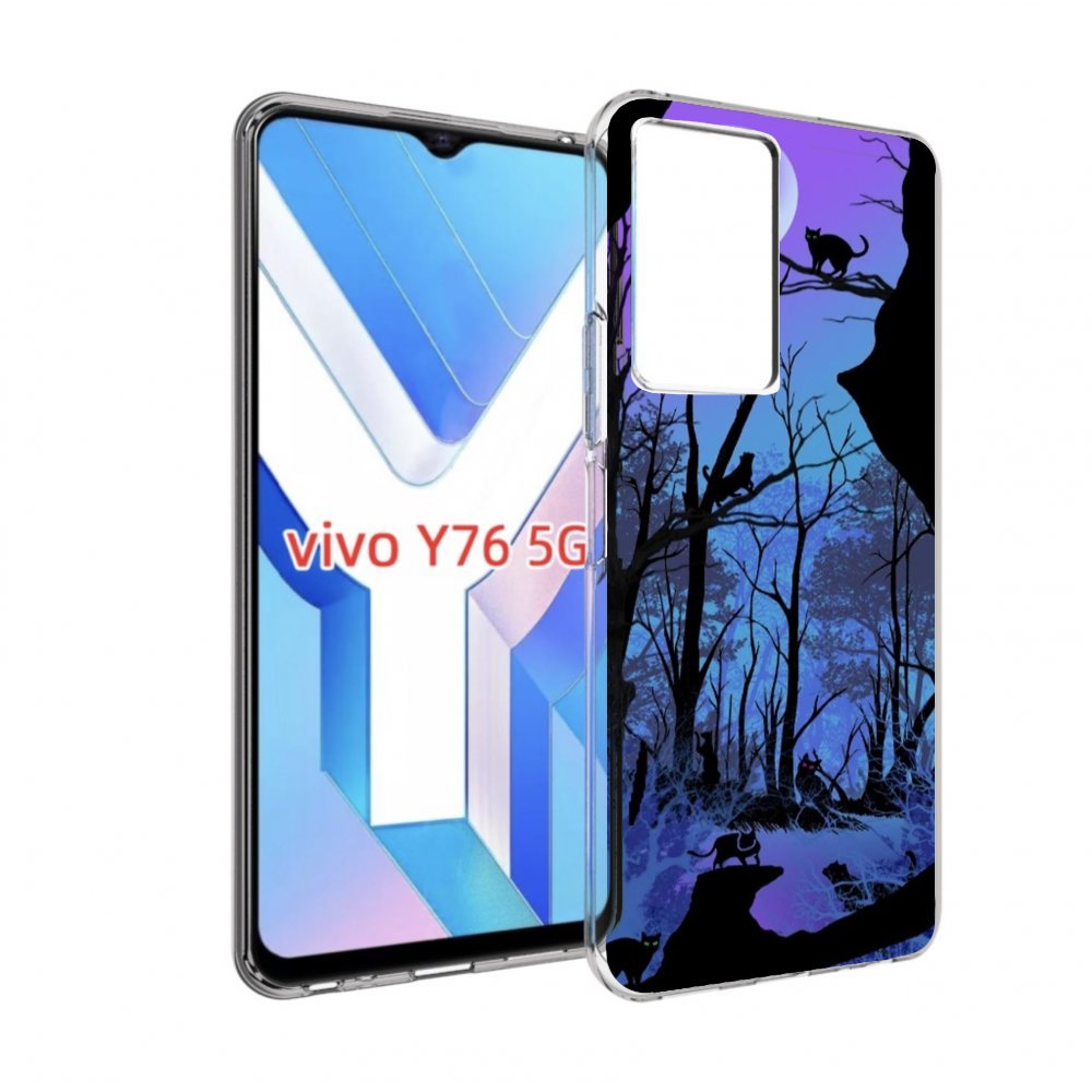 

Чехол MyPads лес внутри кота для Vivo Y76 5G, Прозрачный, Tocco