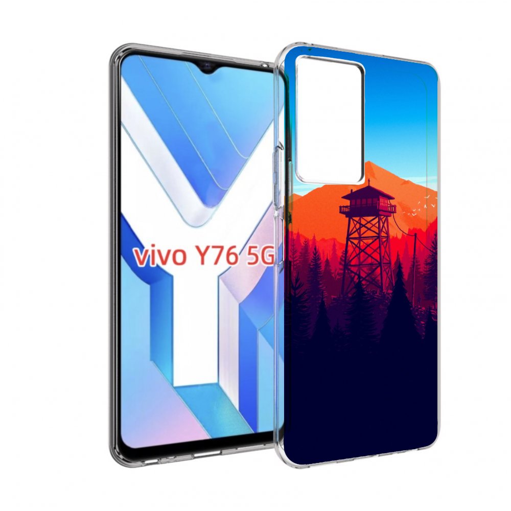 

Чехол MyPads лес с оранжевыми горами для Vivo Y76 5G, Прозрачный, Tocco