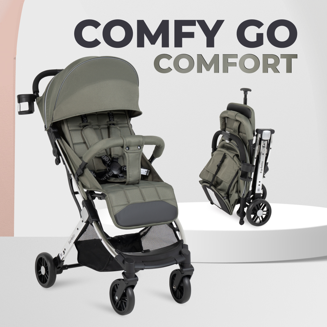 Kоляска детская прогулочная Farfello Comfy Go Comfort Chrome Зелёный на серебре CG-103 10200₽