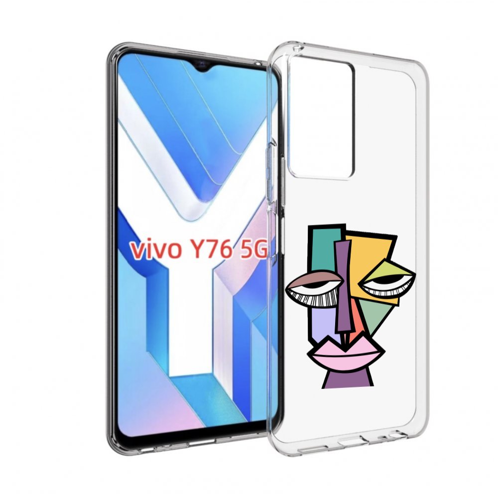

Чехол MyPads лицо из квадратиков с глазами женский для Vivo Y76 5G, Прозрачный, Tocco