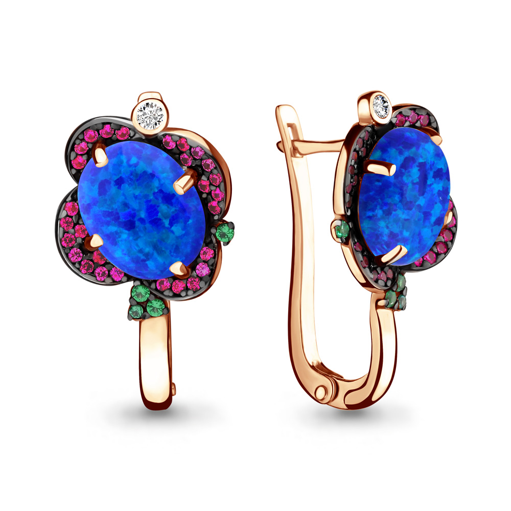 

Серьги из серебра с изумрудом Aquamarine 4498495ВГ_925_з, 4498495ВГ_925_з