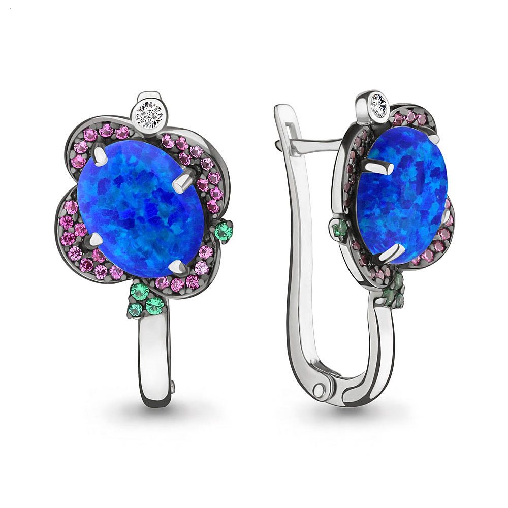 

Серьги из серебра с изумрудом Aquamarine 4498495ВГ_925_р, 4498495ВГ_925_р