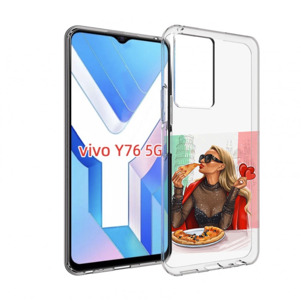 

Чехол MyPads любительница-пиццы женский для Vivo Y76 5G, Прозрачный, Tocco