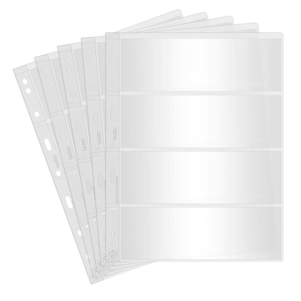 

Листы VARIO 4C на 4 банкноты боны в альбом VARIO. 5 шт. Leuchtturm, #316774, Прозрачный