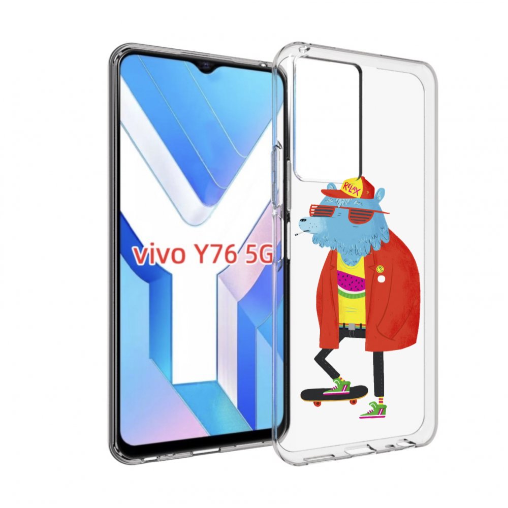 

Чехол MyPads медведь на скейте для Vivo Y76 5G, Прозрачный, Tocco