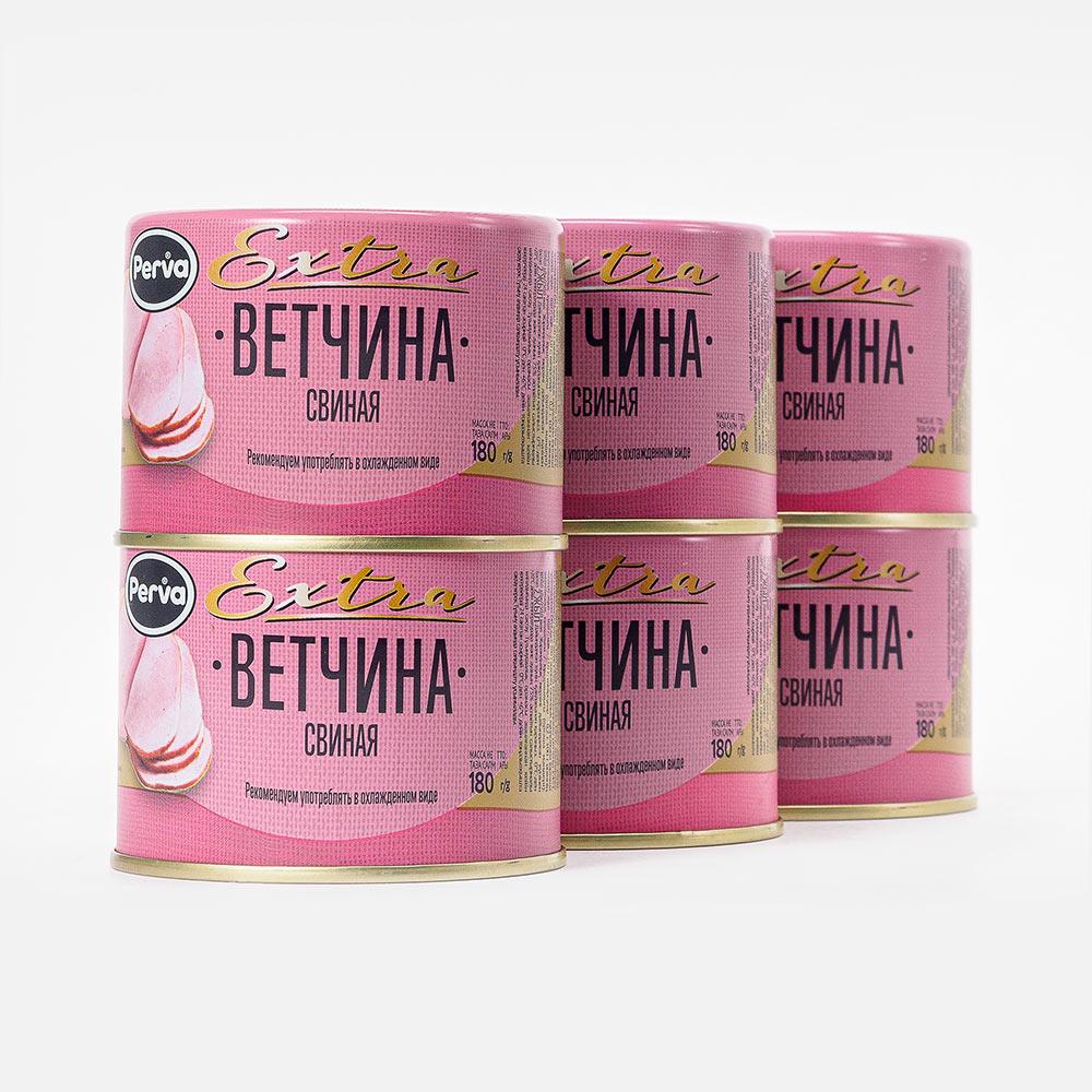 Ветчина Perva Extra свиная, 6x180 г