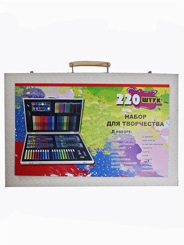 Художественный набор Юного художника для рисования 220 предметов в деревянном кейсе lyra rembrandt polycolor purple художественный карандаш