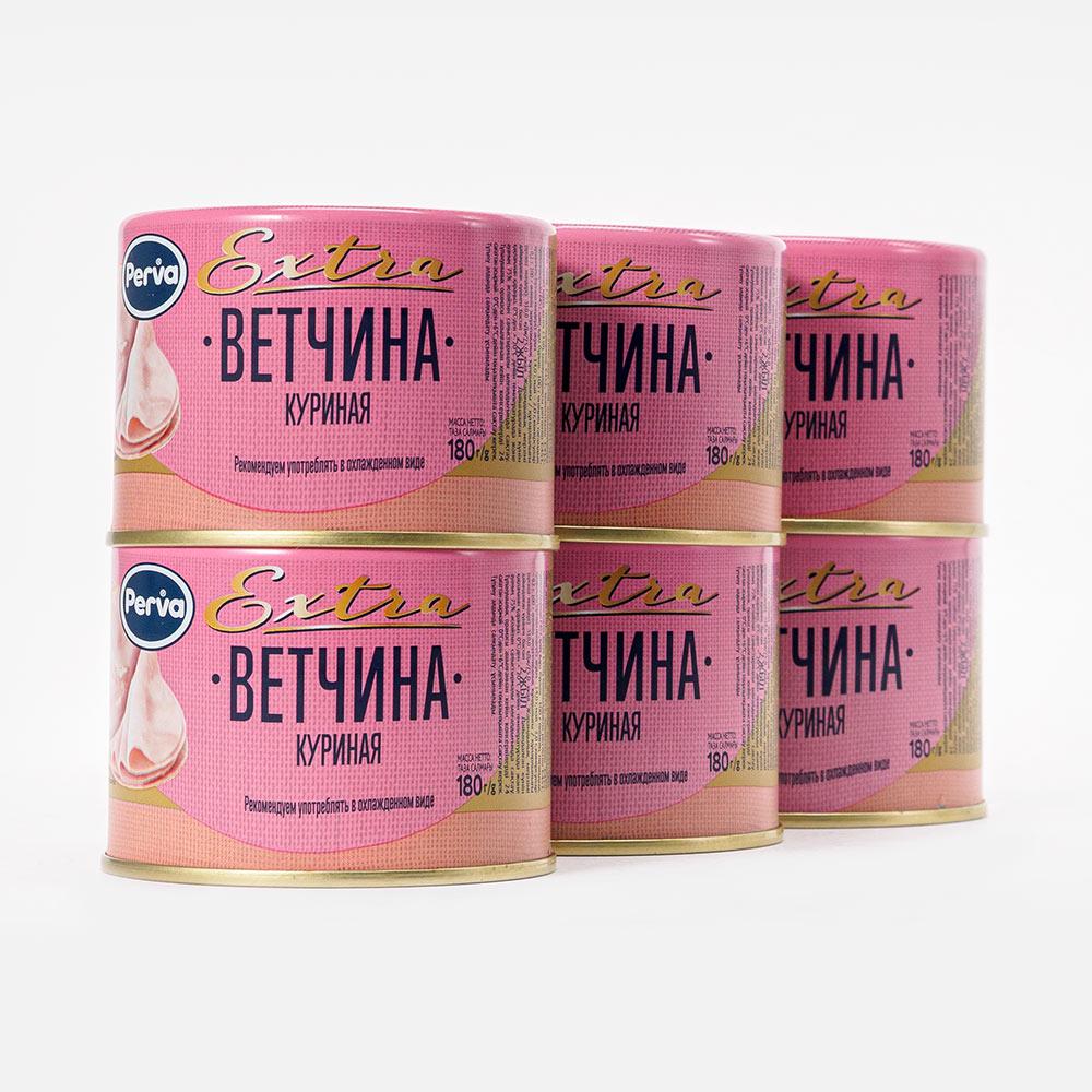 Ветчина Perva Extra, из мяса курицы, 6x180 г