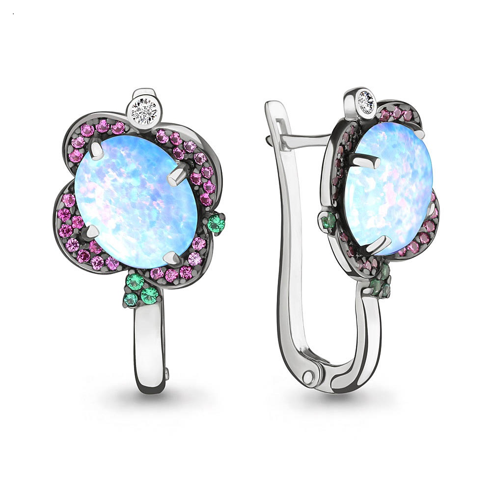 

Серьги из серебра с изумрудом Aquamarine 4498497ВГ_925_р, 4498497ВГ_925_р