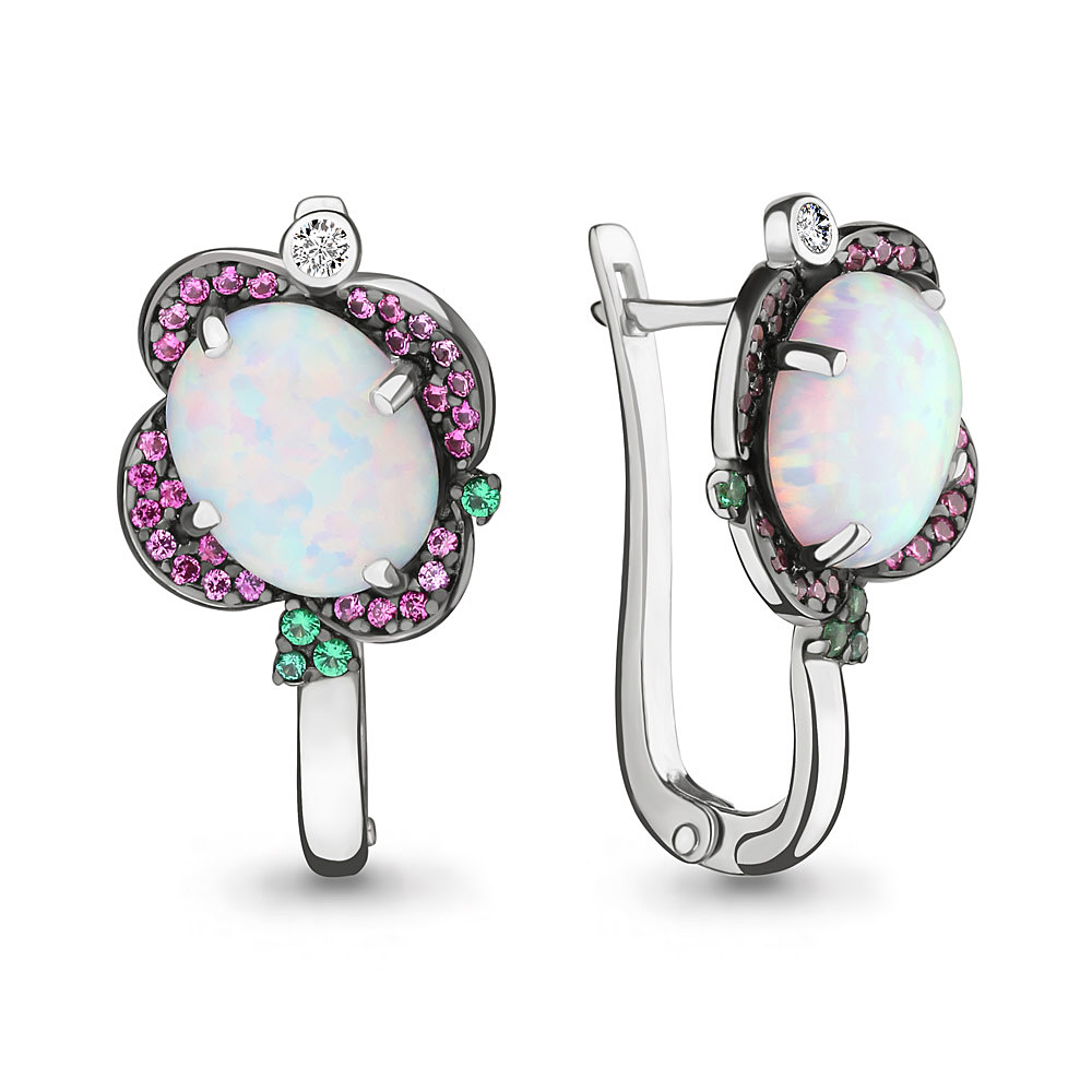

Серьги из серебра с изумрудом Aquamarine 4498498ВГ_925_р, 4498498ВГ_925_р