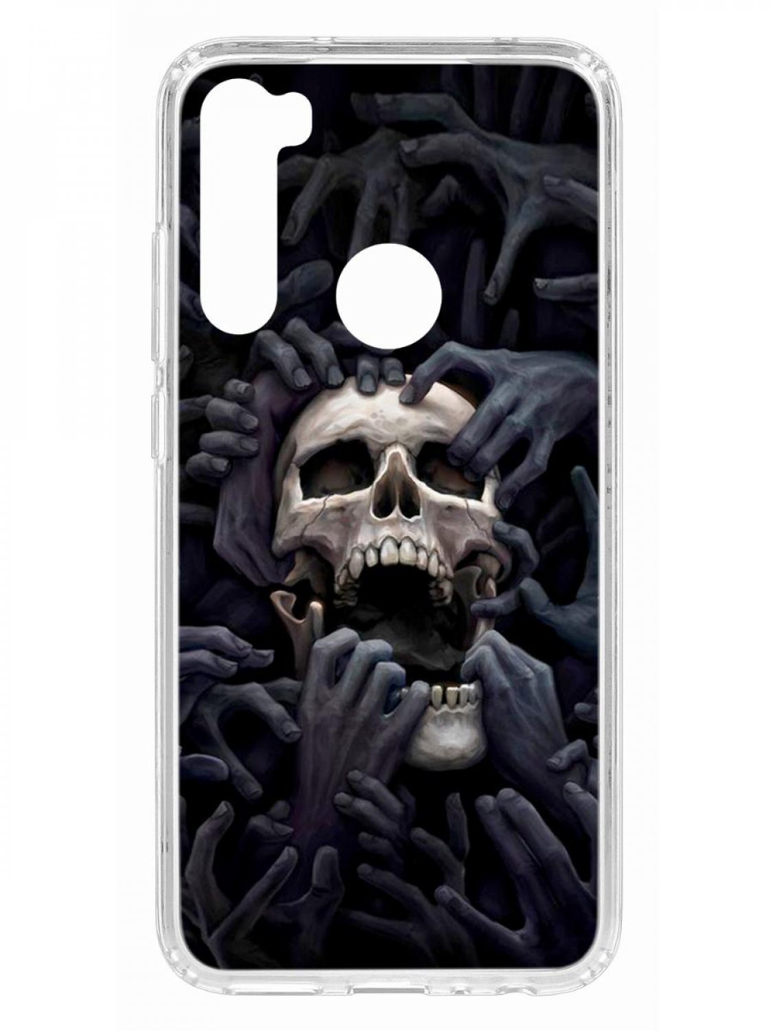 Чехол на Redmi Note 8 Kruche Print Skull Hands,противоударный бампер,с защитой камеры
