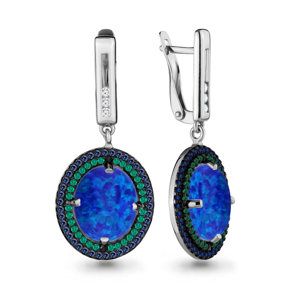 

Серьги из серебра с изумрудом Aquamarine 4498595БГ_925_р, 4498595БГ_925_р