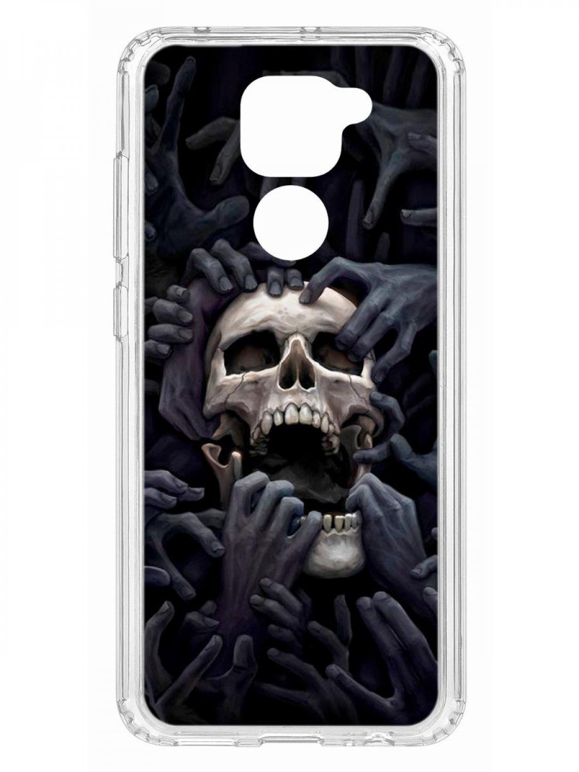 

Чехол на Redmi Note 9 Kruche Print Skull Hands,противоударный бампер,с защитой камеры, Прозрачный;черный;серый;бежевый, Ксиоми Редми Нот 9