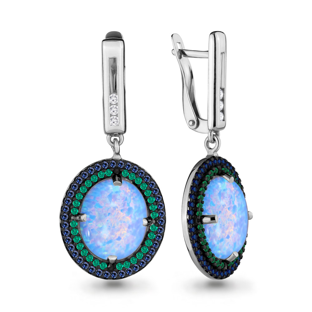 

Серьги из серебра с изумрудом Aquamarine 4498597БГ_925_р, 4498597БГ_925_р