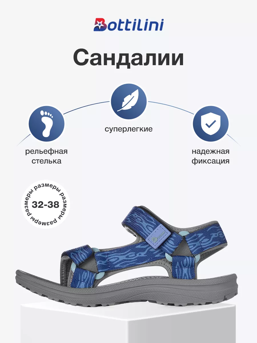 

Сандалии для мальчиков BOTTILINI SK, светло-синий, размер 35 / 22 см, SK