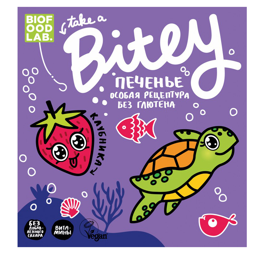фото Печенье biofoodlab take a bitey клубника безглютеновое с 1,5 лет 125 г