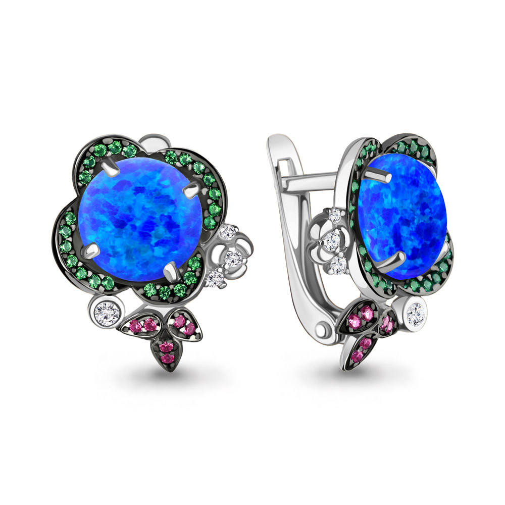

Серьги из серебра с изумрудом Aquamarine 4498795ГВ_925_р, 4498795ГВ_925_р