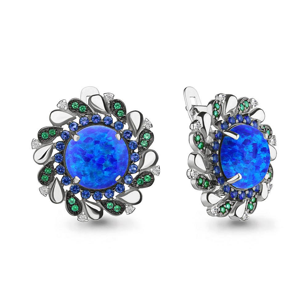

Серьги из серебра с изумрудом Aquamarine 4498895БГ_925_р, 4498895БГ_925_р