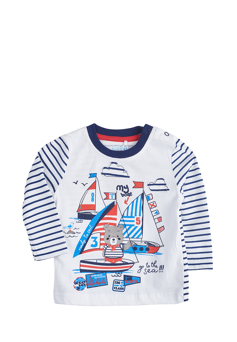 фото Лонгслив детский kari baby ss19b24000320 белый/синий р.74