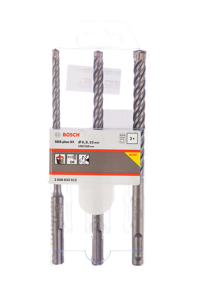 

Буры Bosch plus-5x (2608833912), 6, 8, 10 мм, набор из 3 предметов