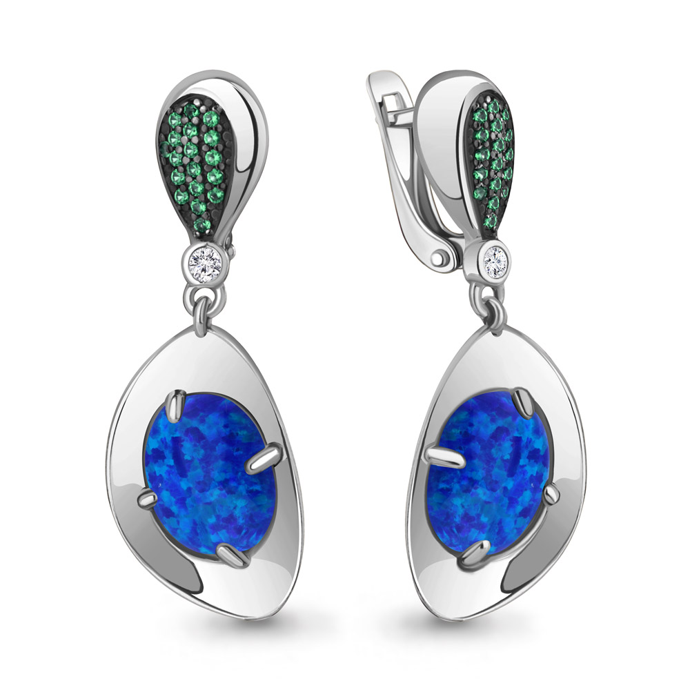 

Серьги из серебра с изумрудом Aquamarine 4499295Г_925_р, 4499295Г_925_р