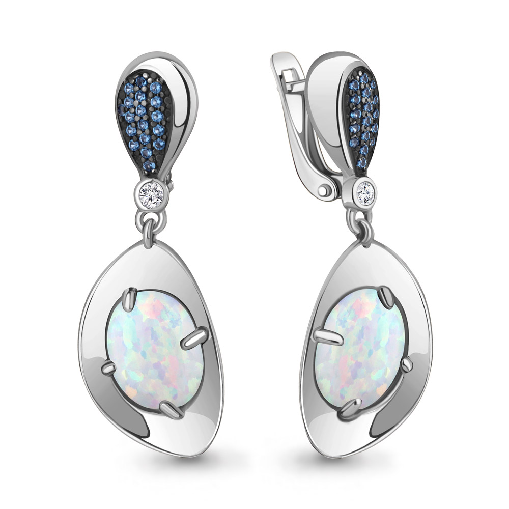

Серьги из серебра с фианитом Aquamarine 4499298Б_925_р, 4499298Б_925_р